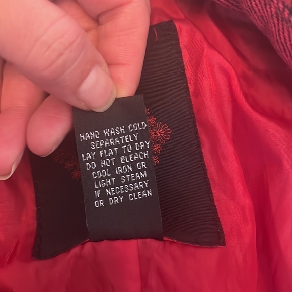 Anthropologie BB Dakota Red/Black Plaid Gothic Skull Pea Coat Coat Size S - Picture 13 of 16